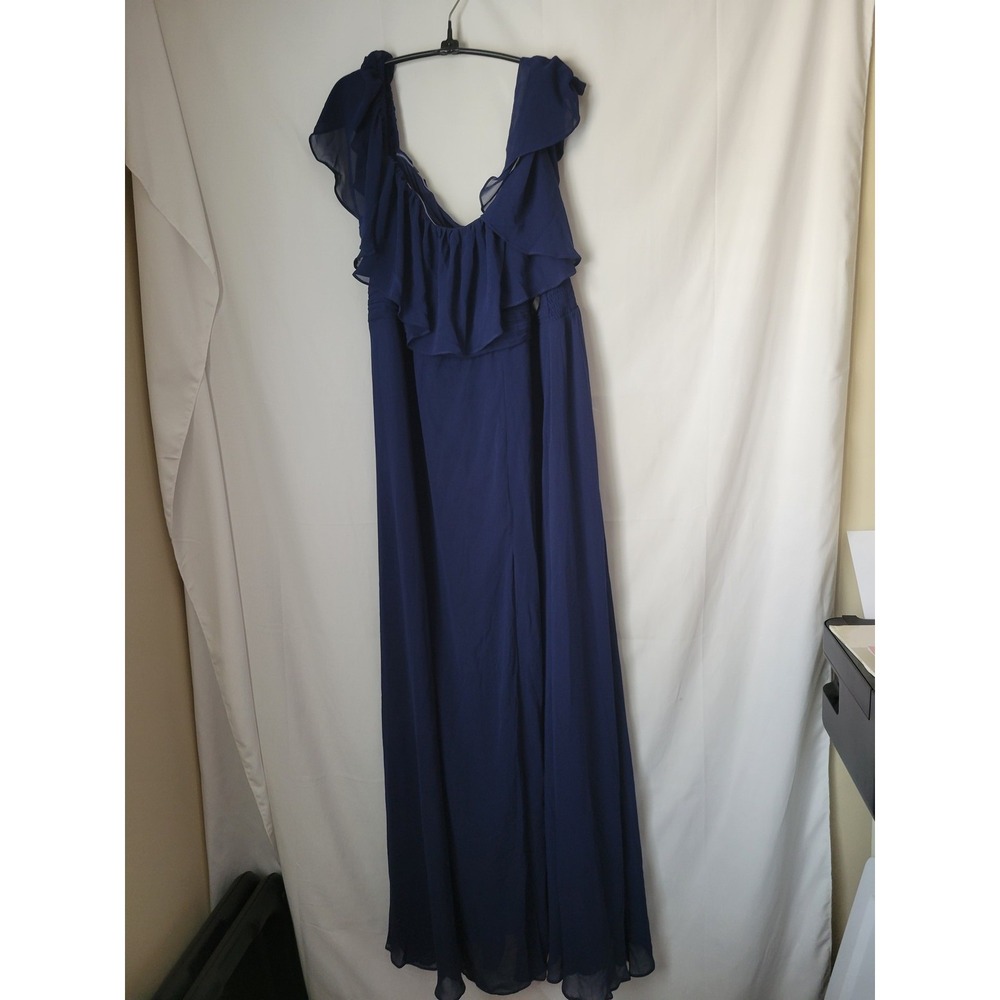 Ever Pretty‎ Women's 5XL US 18 Navy Blue Ruffle Off Shoulder Maxi Formal Dress